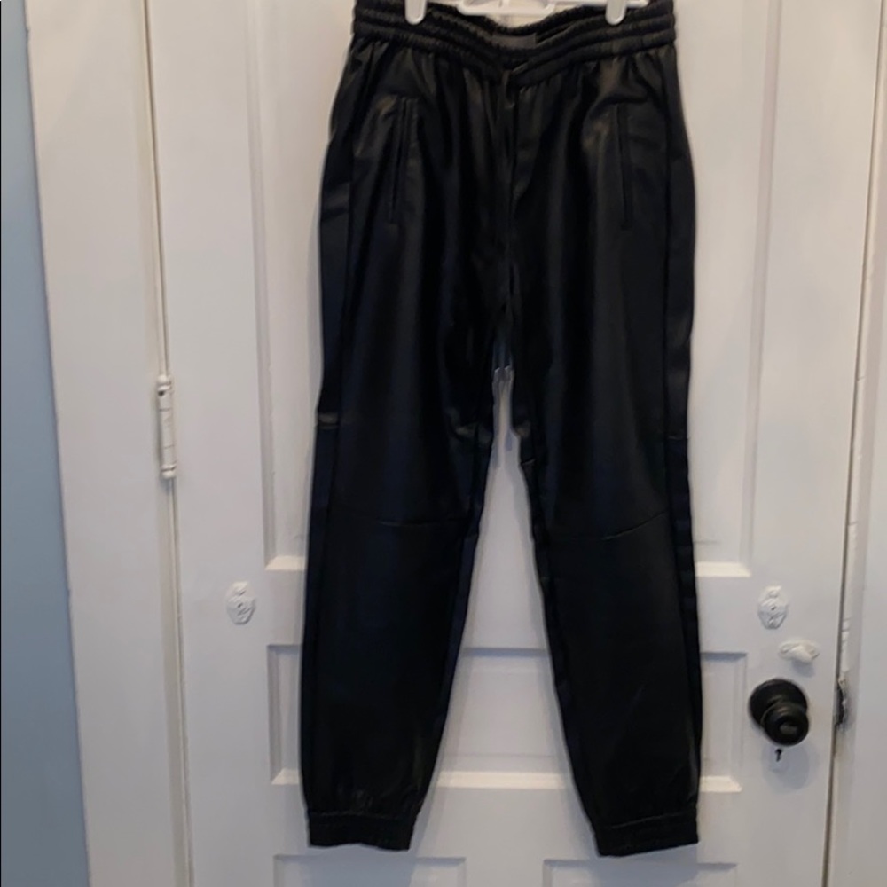 Anthropologie faux leather joggers